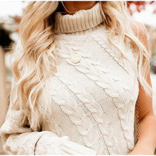 Load image into Gallery viewer, Sexy One Shoulder Twist Knitted Sweater Women Long Sleeve Turtleneck Sweaters Autumn 2019 White Vintage Pullover