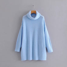 Load image into Gallery viewer, AOEMQ Autumn and Winter New Long Solid Colors Thick Sweater Knit Fluorescent High Collar Loose Pullover Sweater Female