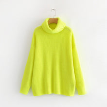 Load image into Gallery viewer, AOEMQ Autumn and Winter New Long Solid Colors Thick Sweater Knit Fluorescent High Collar Loose Pullover Sweater Female
