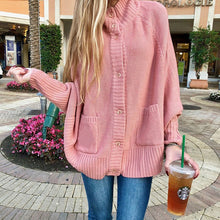 Load image into Gallery viewer, Plus Size Autumn Winter Women Pink Cardigan Sweaters Casual Loose Single Breasted Batwing Sleeve Knitted Oversized Sweater Coats