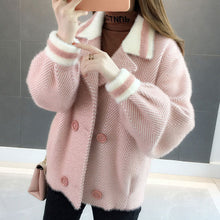 Load image into Gallery viewer, Autumn 2019 the new imitated mink wool coat more female brief paragraph small autumn winter sweater cardigan LD001