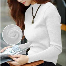 Load image into Gallery viewer, Women Sweater Winter Plus Size Knitted Sweater Women's Turtleneck Bottoming Shirt Velvet Lining Thick Warm Pullover Sweater