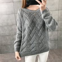 Load image into Gallery viewer, New Fashion 2019 Women Autumn Winter Embroidery Brand Sweater Pullovers Warm Knitted Sweaters Pullover Lady