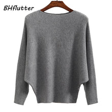 Load image into Gallery viewer, BHflutter Sweater Women Slash Neck Knitted Winter Sweaters Tops Female Batwing Cashmere Casual Pullovers Jumper Pull Femme 2019