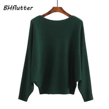 Load image into Gallery viewer, BHflutter Sweater Women Slash Neck Knitted Winter Sweaters Tops Female Batwing Cashmere Casual Pullovers Jumper Pull Femme 2019