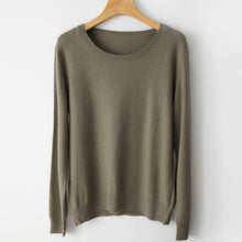 Load image into Gallery viewer, Spring Winter O-neck Cashmere Wool Sweater JECH Autumn Women Solid Big Long Sleeve Pullovers Jumper Knitted Sweaters Plus Size