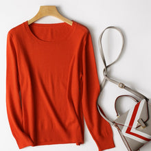 Load image into Gallery viewer, Spring Winter O-neck Cashmere Wool Sweater JECH Autumn Women Solid Big Long Sleeve Pullovers Jumper Knitted Sweaters Plus Size