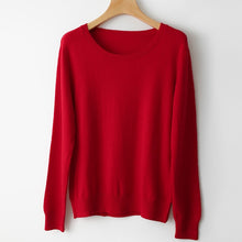 Load image into Gallery viewer, Spring Winter O-neck Cashmere Wool Sweater JECH Autumn Women Solid Big Long Sleeve Pullovers Jumper Knitted Sweaters Plus Size