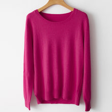 Load image into Gallery viewer, Spring Winter O-neck Cashmere Wool Sweater JECH Autumn Women Solid Big Long Sleeve Pullovers Jumper Knitted Sweaters Plus Size