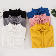 Load image into Gallery viewer, 2019 Casual Spring Women Slim Sweater Winter Knitted Sweater Lace Up Flare Long Sleeve Ruffle Knitting Pullover Womens Sweaters