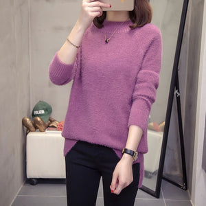 Plus Size Turtleneck Cashmere Sweater Women Autumn Winter Tops Ladies Knitwear Big Slit Mohair Pullovers Sueter Mujer Jumper 4xl