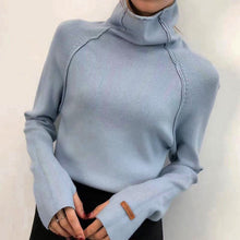 Load image into Gallery viewer, High Quality Turtleneck Sweater Women Pullover Autumn Winter Solid Knitted Sweater Casual Female White Oversized Sweater
