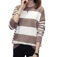 Load image into Gallery viewer, Plus Size Striped Knitted Sweater Women Autumn Winter 2019 Korean Style Modis Loose Large Size Pullovers Ladies Sweaters Jumper
