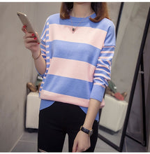 Load image into Gallery viewer, Plus Size Striped Knitted Sweater Women Autumn Winter 2019 Korean Style Modis Loose Large Size Pullovers Ladies Sweaters Jumper
