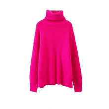 Load image into Gallery viewer, AOEMQ Autumn and Winter New Long Solid Colors Thick Sweater Knit Fluorescent High Collar Loose Pullover Sweater Female
