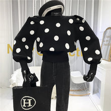 Load image into Gallery viewer, ALPHALMODA 2019 Winter New Design Round Neck Polka Dot Sweater Dress Sweet Bubble Sleeve Pullovers Female Fashion Jumper
