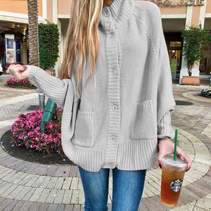 Plus Size Autumn Winter Women Pink Cardigan Sweaters Casual Loose Single Breasted Batwing Sleeve Knitted Oversized Sweater Coats