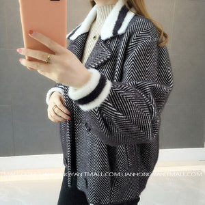 Autumn 2019 the new imitated mink wool coat more female brief paragraph small autumn winter sweater cardigan LD001