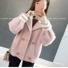 Load image into Gallery viewer, Autumn 2019 the new imitated mink wool coat more female brief paragraph small autumn winter sweater cardigan LD001
