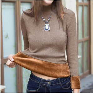 Women Sweater Winter Plus Size Knitted Sweater Women's Turtleneck Bottoming Shirt Velvet Lining Thick Warm Pullover Sweater