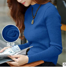 Load image into Gallery viewer, Women Sweater Winter Plus Size Knitted Sweater Women&#39;s Turtleneck Bottoming Shirt Velvet Lining Thick Warm Pullover Sweater
