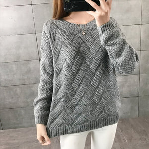 New  Fashion 2019 Women Autumn Winter  Embroidery Brand  Sweater Pullovers  Warm  Knitted Sweaters Pullover  Lady