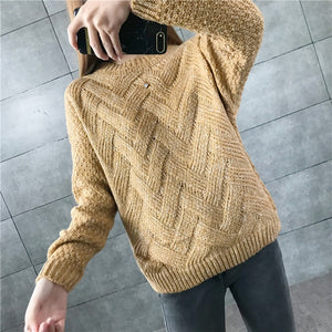 New  Fashion 2019 Women Autumn Winter  Embroidery Brand  Sweater Pullovers  Warm  Knitted Sweaters Pullover  Lady