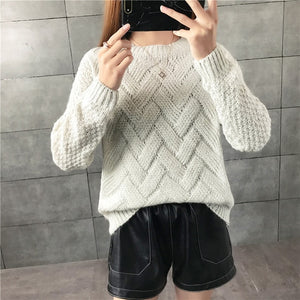 New  Fashion 2019 Women Autumn Winter  Embroidery Brand  Sweater Pullovers  Warm  Knitted Sweaters Pullover  Lady