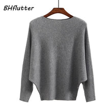 Load image into Gallery viewer, BHflutter Sweater Women Slash Neck Knitted Winter Sweaters Tops Female Batwing Cashmere Casual Pullovers Jumper Pull Femme 2019
