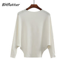 Load image into Gallery viewer, BHflutter Sweater Women Slash Neck Knitted Winter Sweaters Tops Female Batwing Cashmere Casual Pullovers Jumper Pull Femme 2019
