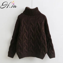 Load image into Gallery viewer, H.SA Women Turtleneck Sweaters Autumn Winter 2017 Pull Jumpers European Casual Twist Warm Sweaters Female oversized sweater Pull
