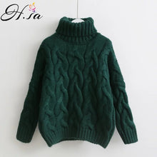 Load image into Gallery viewer, H.SA Women Turtleneck Sweaters Autumn Winter 2017 Pull Jumpers European Casual Twist Warm Sweaters Female oversized sweater Pull
