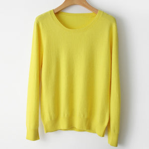 Spring Winter O-neck Cashmere Wool Sweater JECH Autumn Women Solid Big Long Sleeve Pullovers Jumper Knitted Sweaters Plus Size