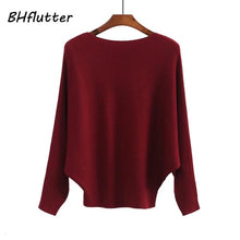 Load image into Gallery viewer, BHflutter Sweater Women Slash Neck Knitted Winter Sweaters Tops Female Batwing Cashmere Casual Pullovers Jumper Pull Femme 2019
